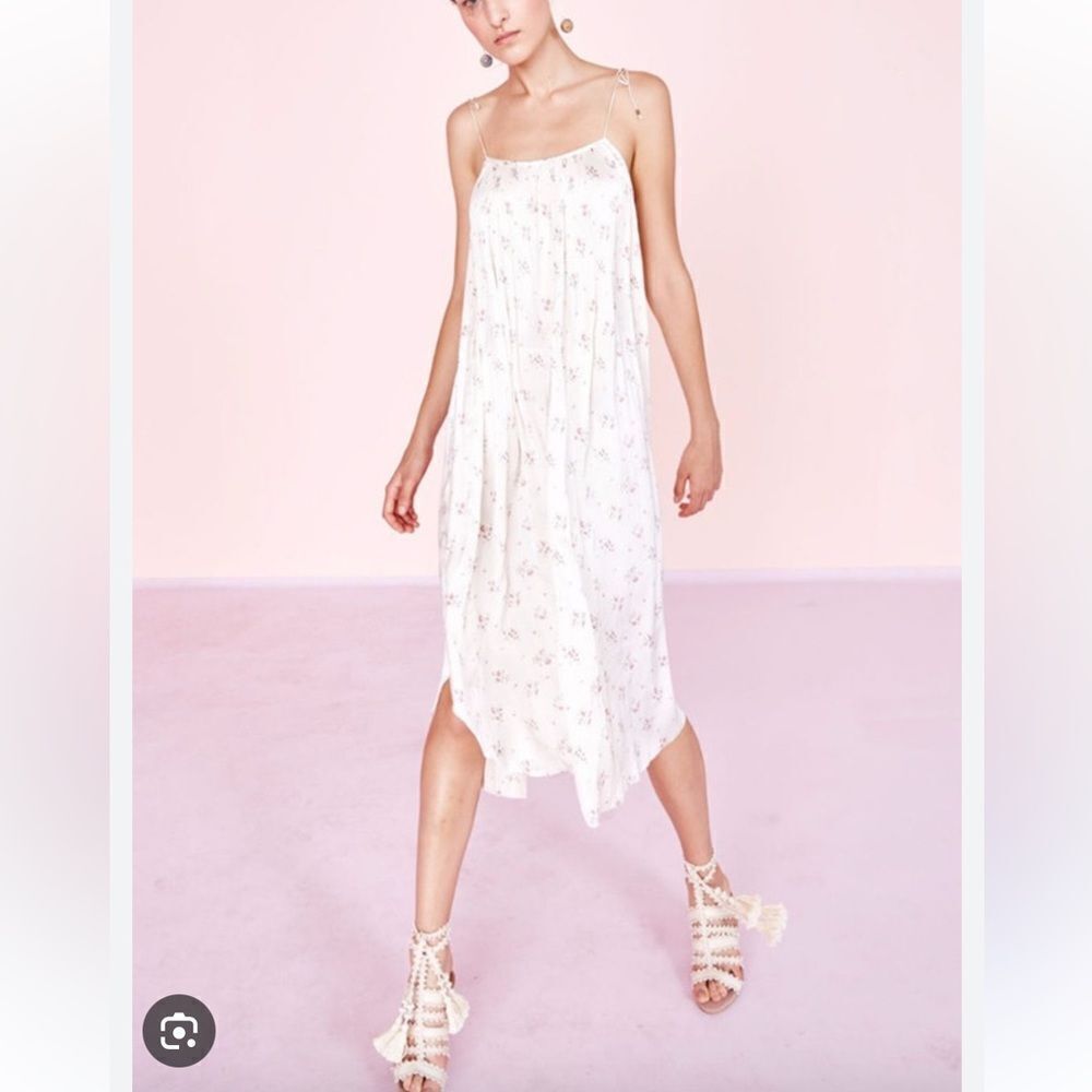 NEW Ulla Johnson Mille Pleated Midi Dress Floral Satin Size 10